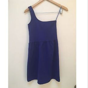 Zara TRF Medium One Shoulder Dress Blue